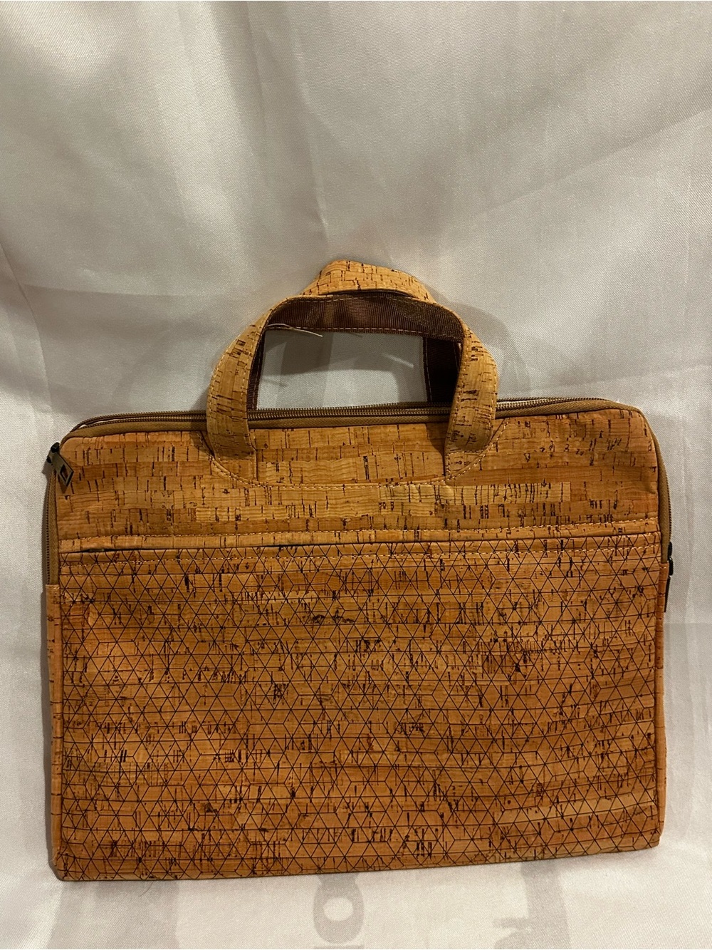 Cork Textured Briefcase Bag - Tan